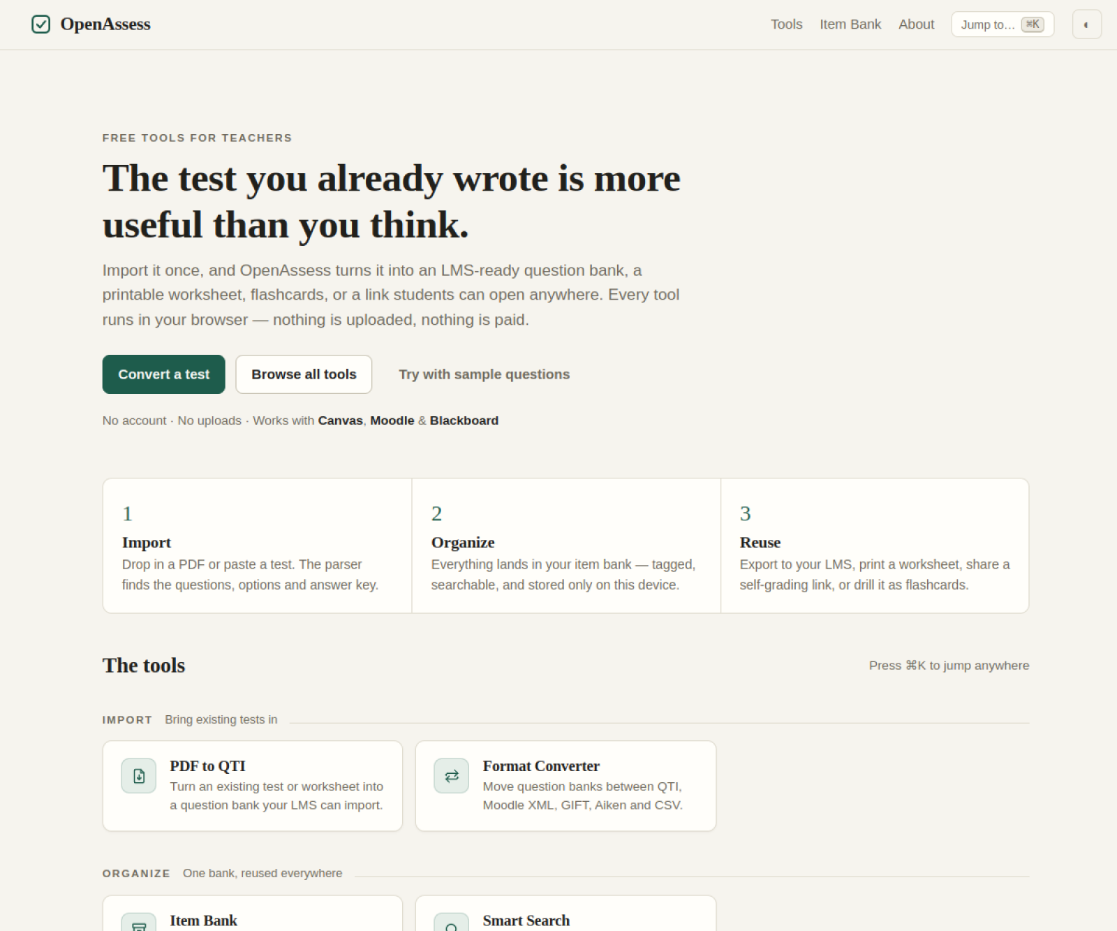 OpenAssess - In-Browser Assessment Tools